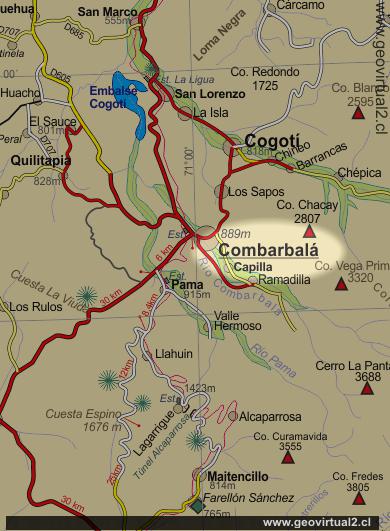 Mapa de Combarbala, Región de Coquimbo, Chile