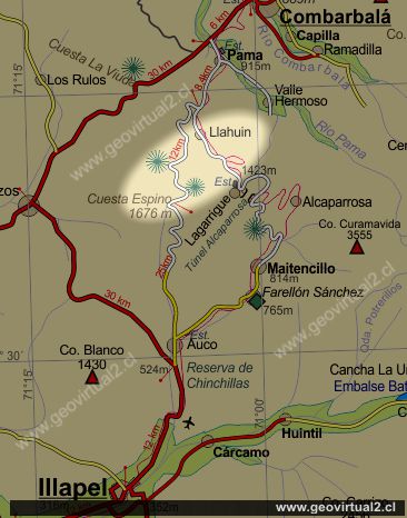 Mapa del sector Espino, Chile