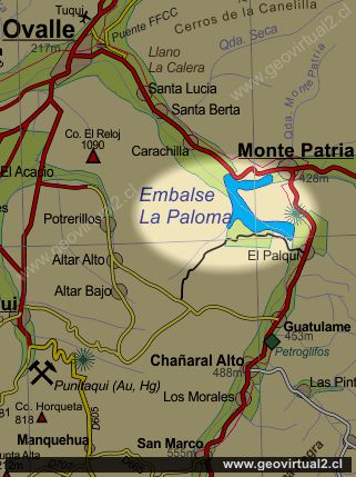 Mapa La Paloma embalse