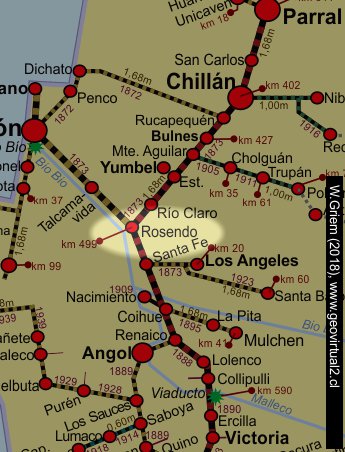 Mapa del sector San Rosendo, Chile