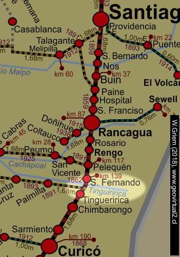 Mapa puente Tingueririca, Chile