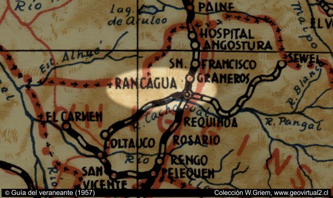 Mapa de Rancagua, ferrocarriles