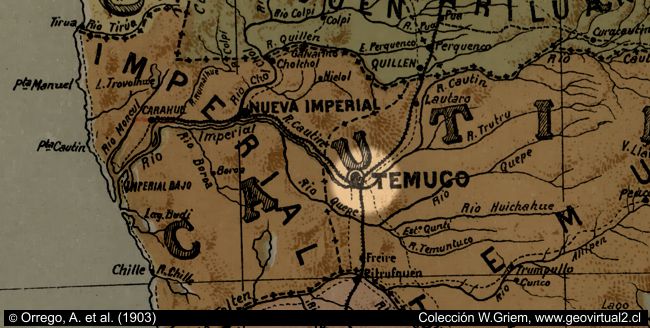 Mapa del sector de Temuco, Chile