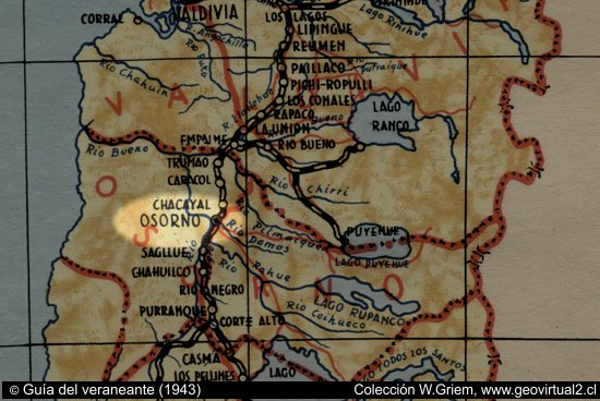 Mapa del sector Osorno de 1957