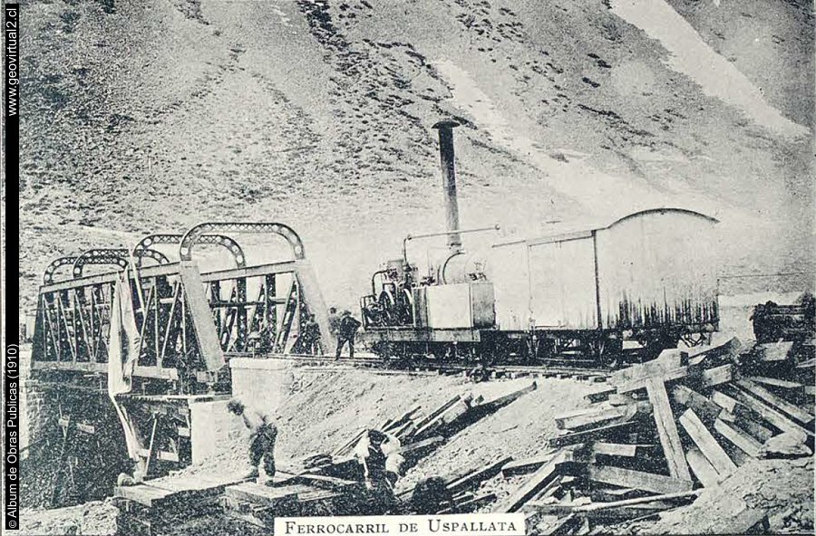 Ferrocarril transandino en construcción, Chile, 1910