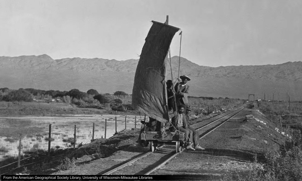 Tren velero en Calama, Chile: Bowman, 1907