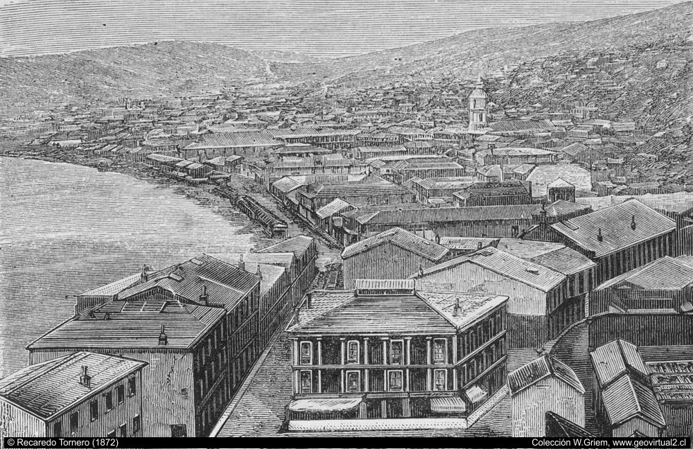Vista general a Valparaíso, Chile