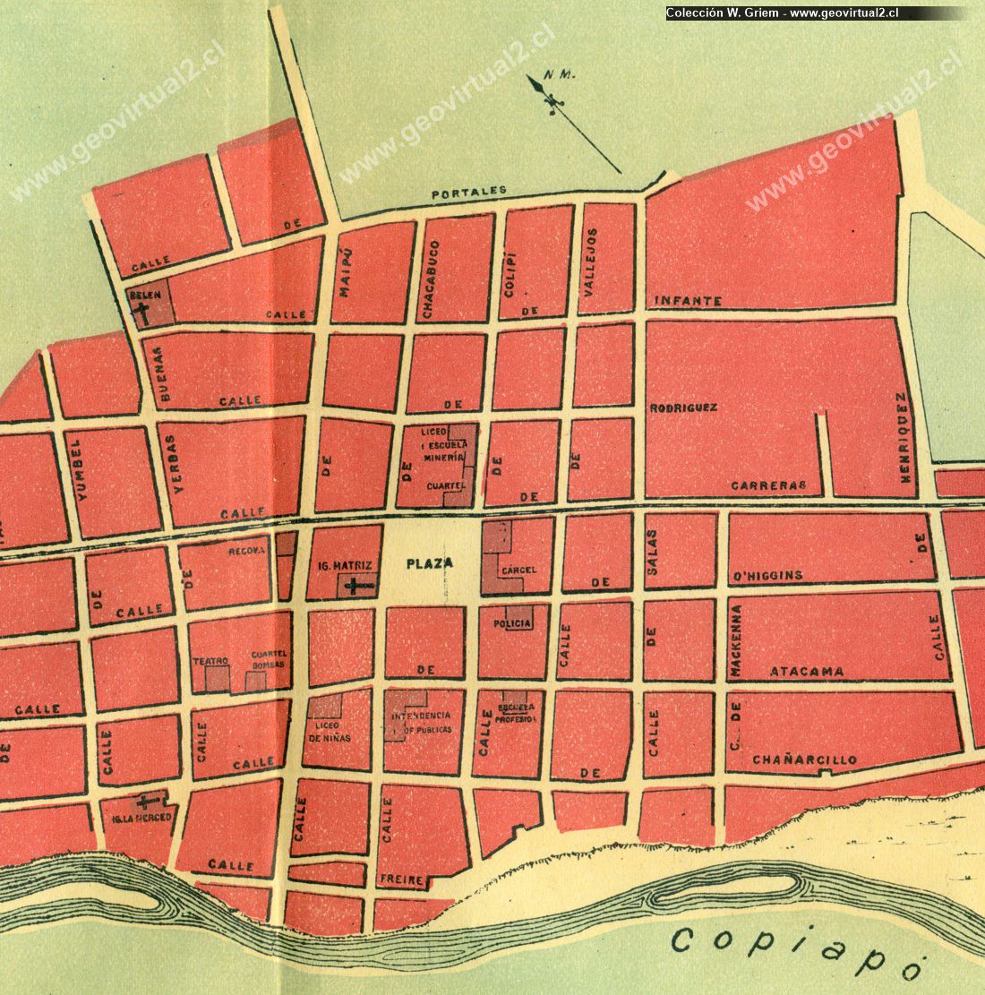 Detalle del plano de Copiapo 1922: Parte Cenrto