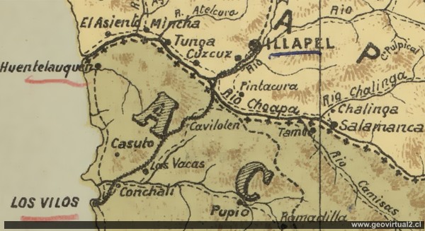 Carta de 1903 - ferrocarril Los Vilos a Illapel