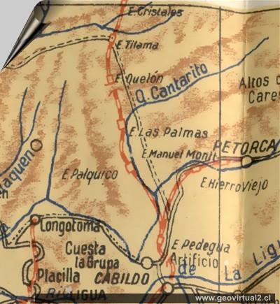 Mapa del sector Las Palmas, ferrocarril Longitudinal 