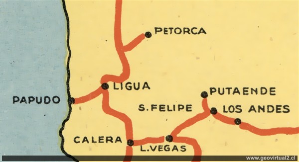 Carta del ferrocarril Papudo en 1943