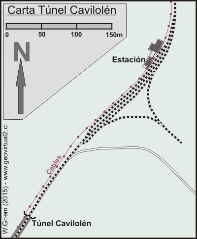 Mapa detallada del sector túnel Cavilolén