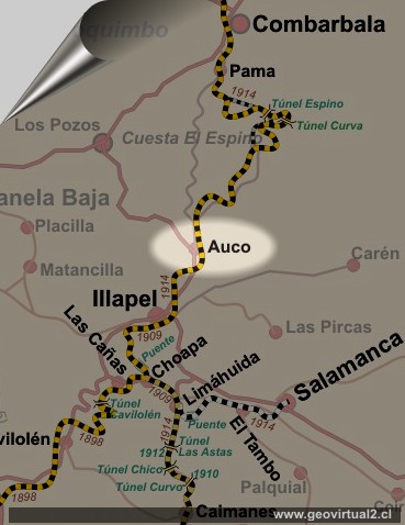 Mapa Auco - FFCC de Chile