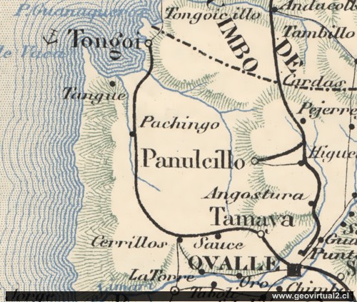 Carta de Espinoza 1903: Ferrocarril Ovalle a Tongoy