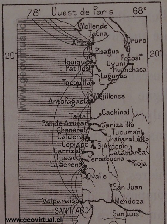 Landkarte von Atacama nach Reclus, 1895 