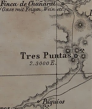 Karte von Tres Puntas in der Atacama-Wüste