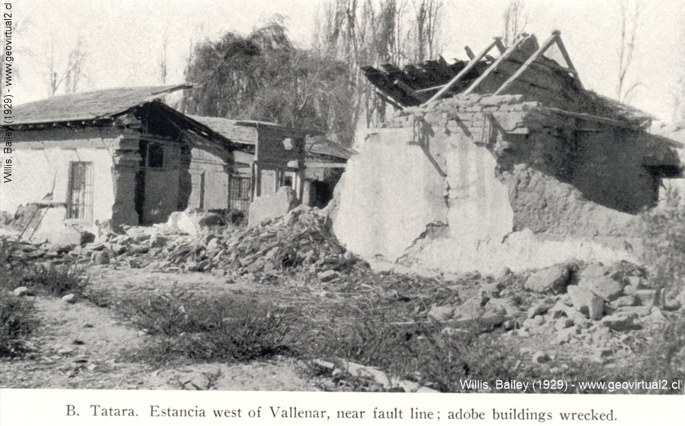 Daños en Tatara, cerca de Vallenar del terremoto de 1922