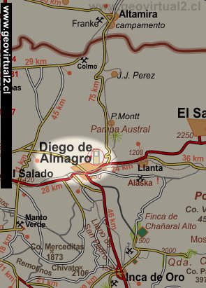 Karte Bereiuch Diego de Almagro in Atacama, Chile