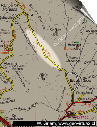 Mapa del sector dunas de Atacama, Chile