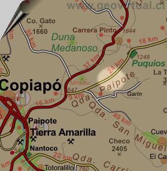 Carta del sector Puquios - Copiapo - Atacama