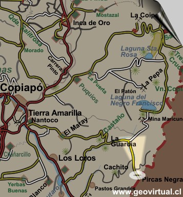 Map of Pircas Negras and Jotabeche mountain