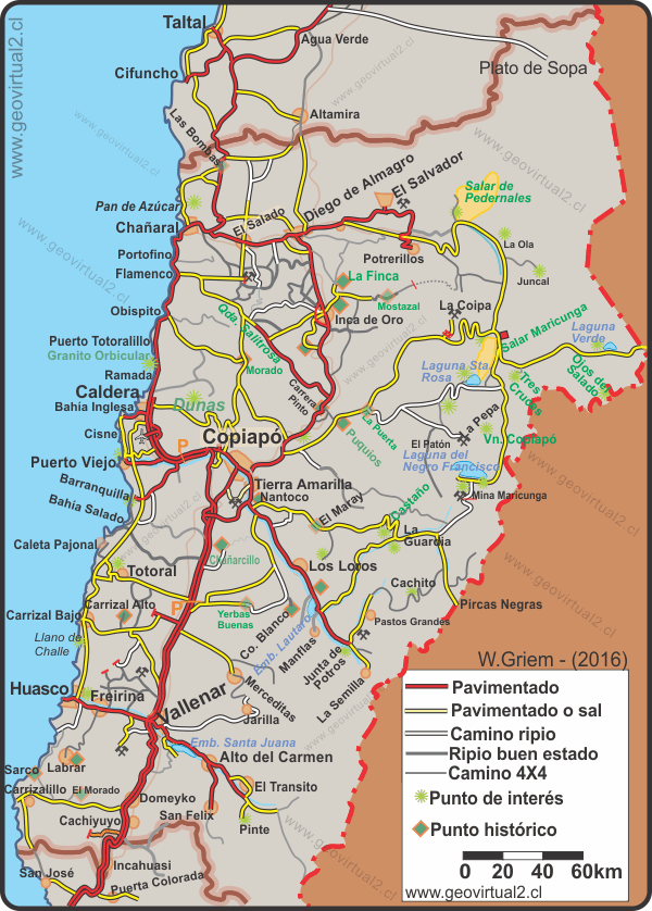 Übersichtskarte der Atacama Region in Chile