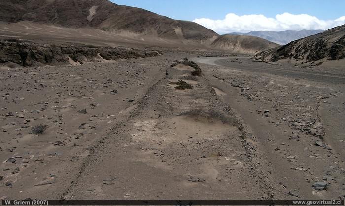 Terraplen de la linea ferrea a Animas - Manto Verde; sector Chañaral, Atacama - Chile