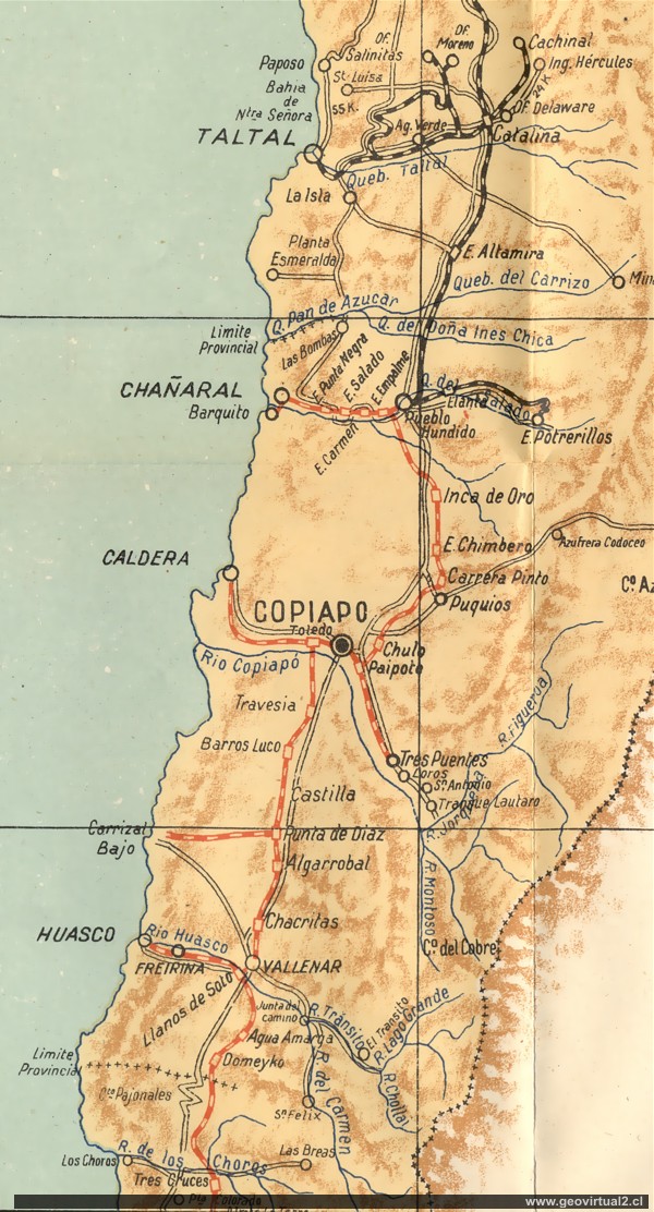 Lineas ferreas en Atacama 1947