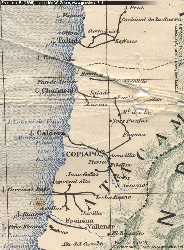 Carta de la lineas ferreas de Atacama - 1903