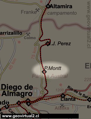 Mapa del sector Estación Manuel Montt, desierto de Atacama