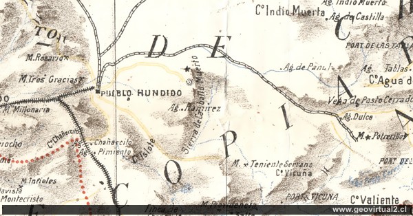Carta del ferrocarril de Potrerillos en la Región de Atacama - Chile