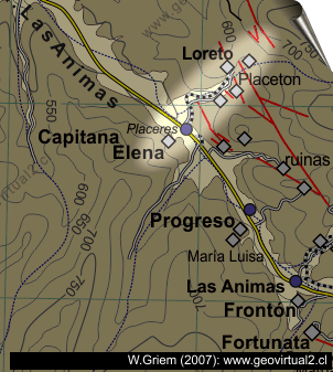Ubicación del ramal a Placetones en Las Animas
