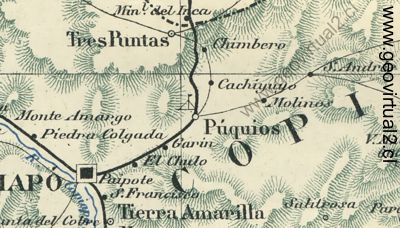 Carta del sector ferrocarril de Puquios de Espinoza 1895