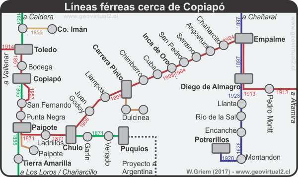 Carta de los ferrocarriles de Copiapo, Atacama