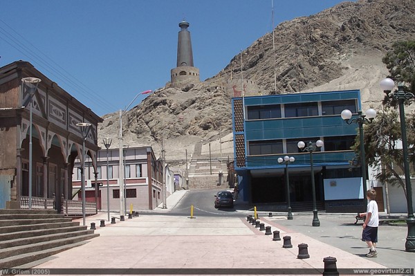 Chañaral Square (Region of Atacama; Chile) with the lighthouse.