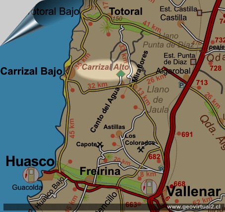 Carta sector Carrizal Alto, Region de Atacama - Chile