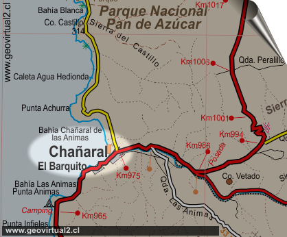 Carta en detalle de Chañaral en Atacama, Chile