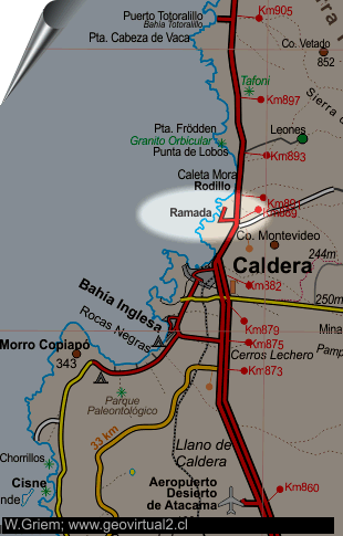 Mapa del sector Ramada en la Región de Atacama, Chile
