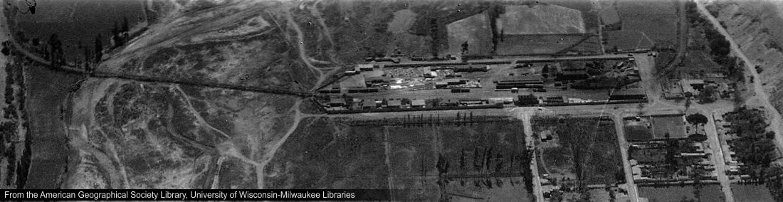 Foto aerea de la estación ferrocarril de Vallenar en 1937