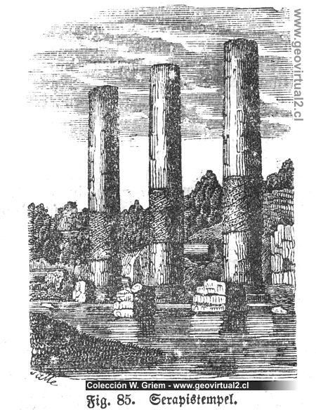 Alzamiento tectónico, templo Serapis (Beudant, 1844)