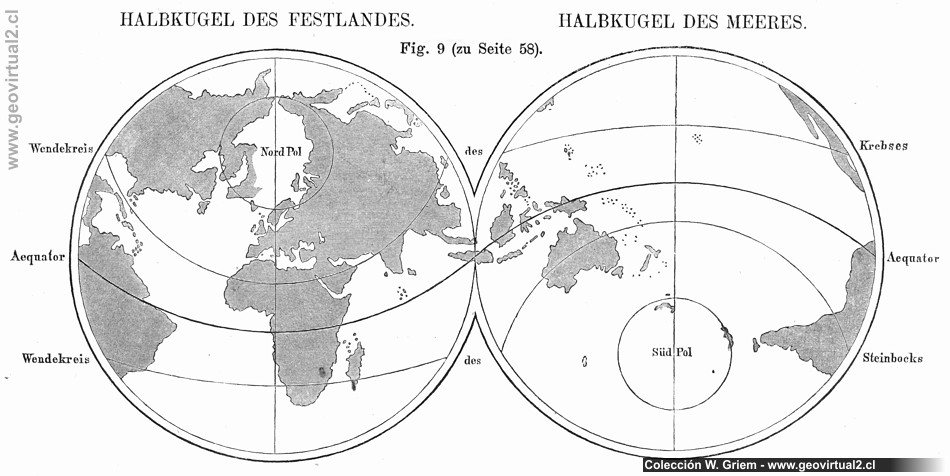 Carl Vogt (1866): Verteilung des Festlandes und Meere