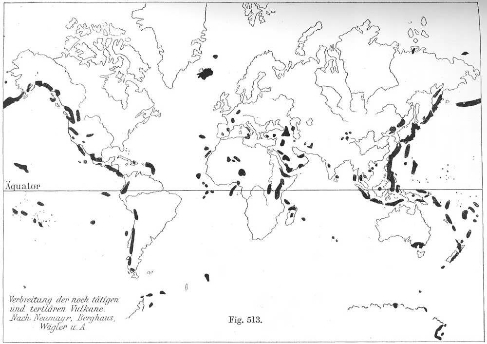 E. Kayser (1912): Karte der aktiven Vulkane