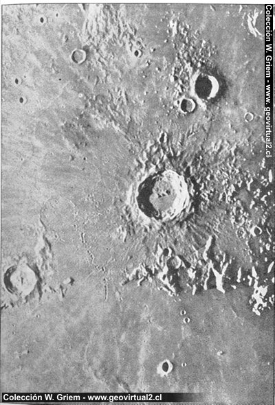Foto de la superficie de la luna - Copernico, mare Imbrium (Klein; cit. en Kayser, 1912)
