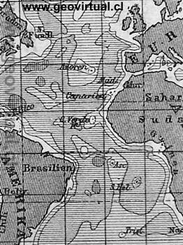 Karte der Meerestiefen - 1886, Krümmel: Atlantischer Ozean