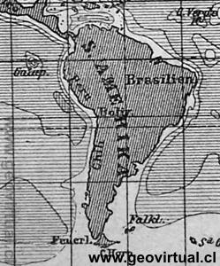 Karte der Meerestiefen - 1886, Krümmel: Südamerika