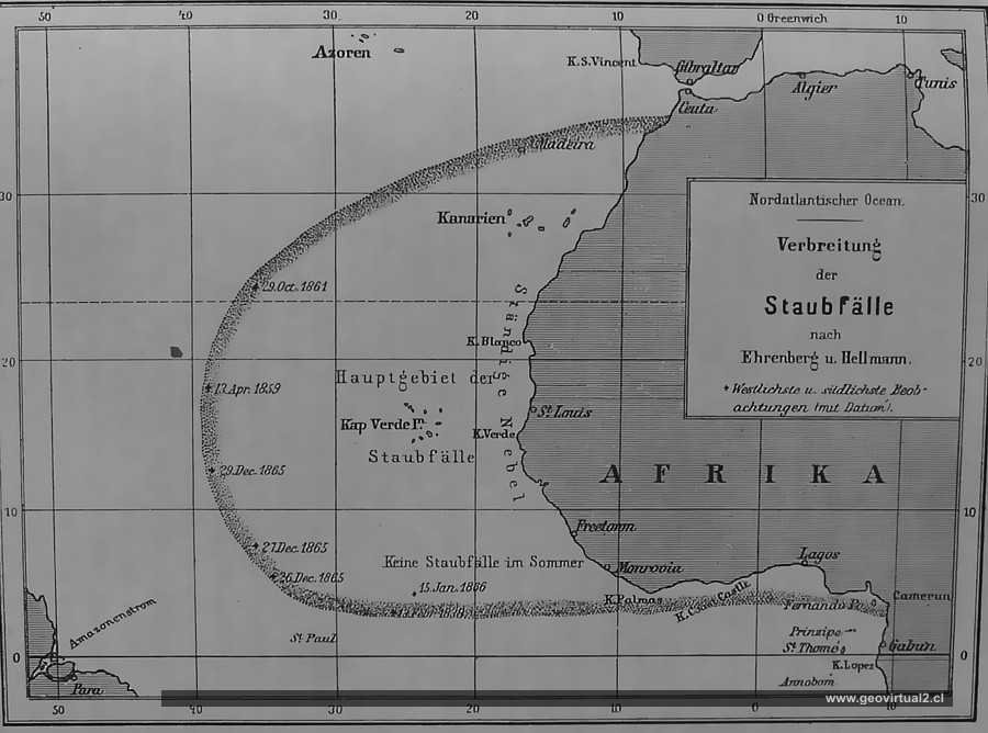 Otto Krümmel (1886): Staubfälle im Atlantischen Ozean