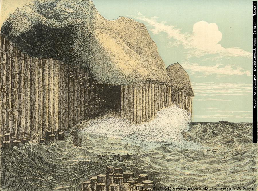Columnatas de basalto de Fingals - Ludwig, 1861