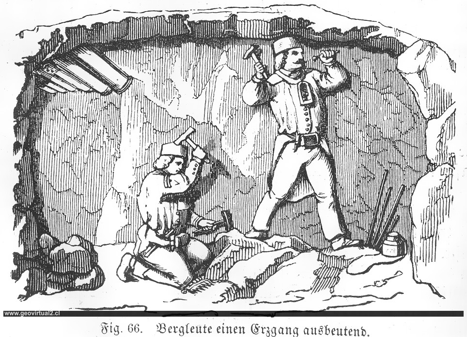 Bergleute einen Erzgang ausbeutend (Ludwig, 1861)