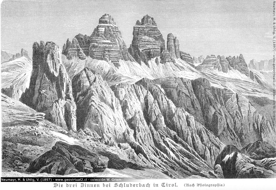 Los Drei Zinnen in Tirol - Neumayr & Uhlig (1897): La naturaleza de la Geología