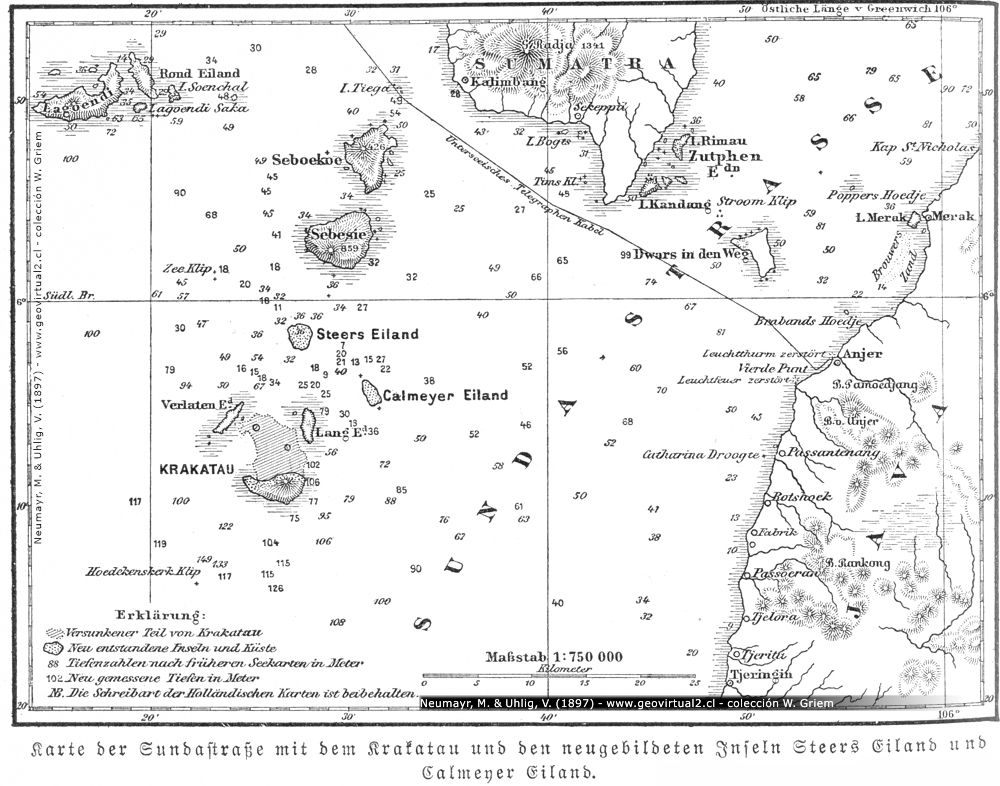 Karte des Bereichs vom Krakatau